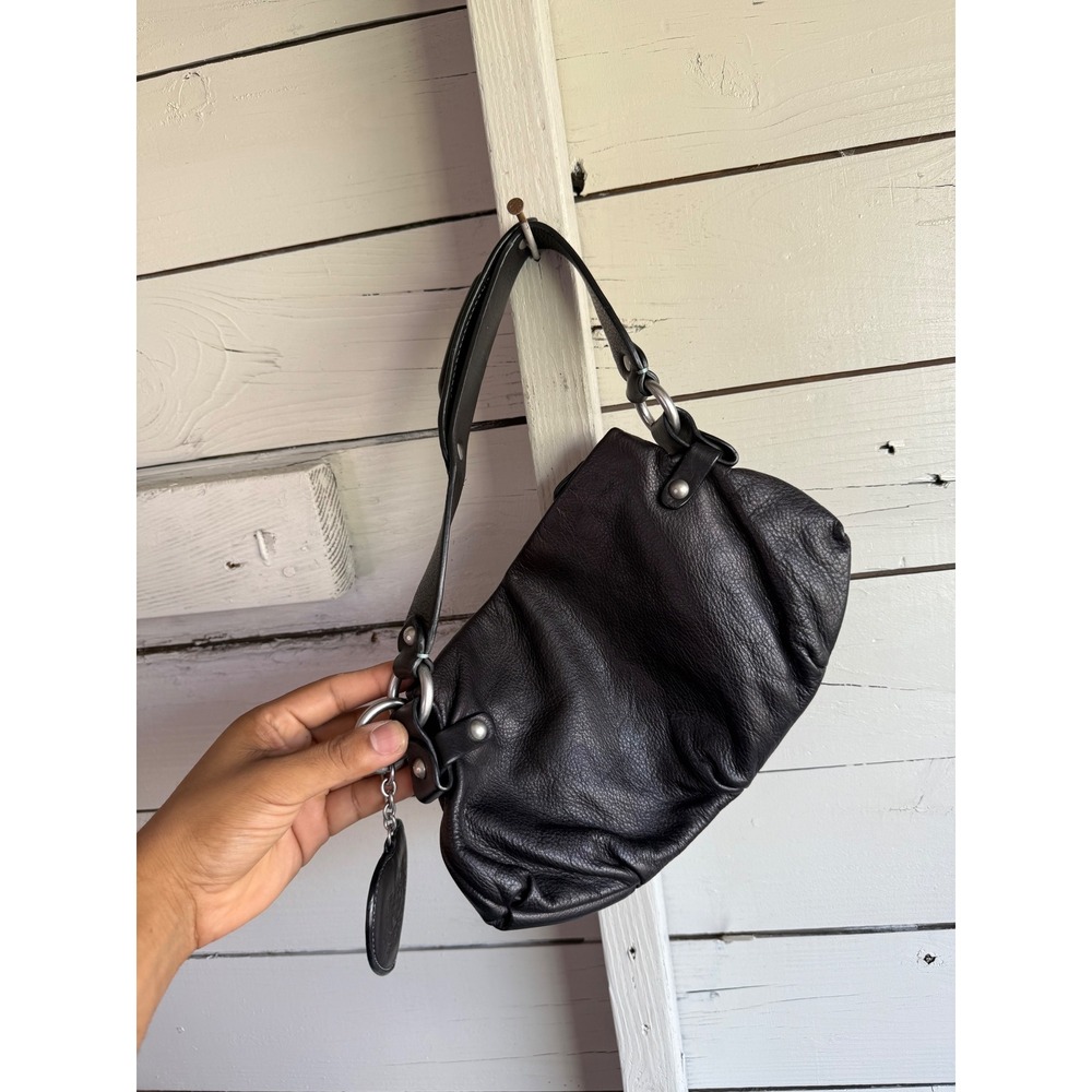 Juicy Couture Black Leather Shoulder Bag Heart Charm Y2K Hobo Bag RN52002 - Picture 4 of 8